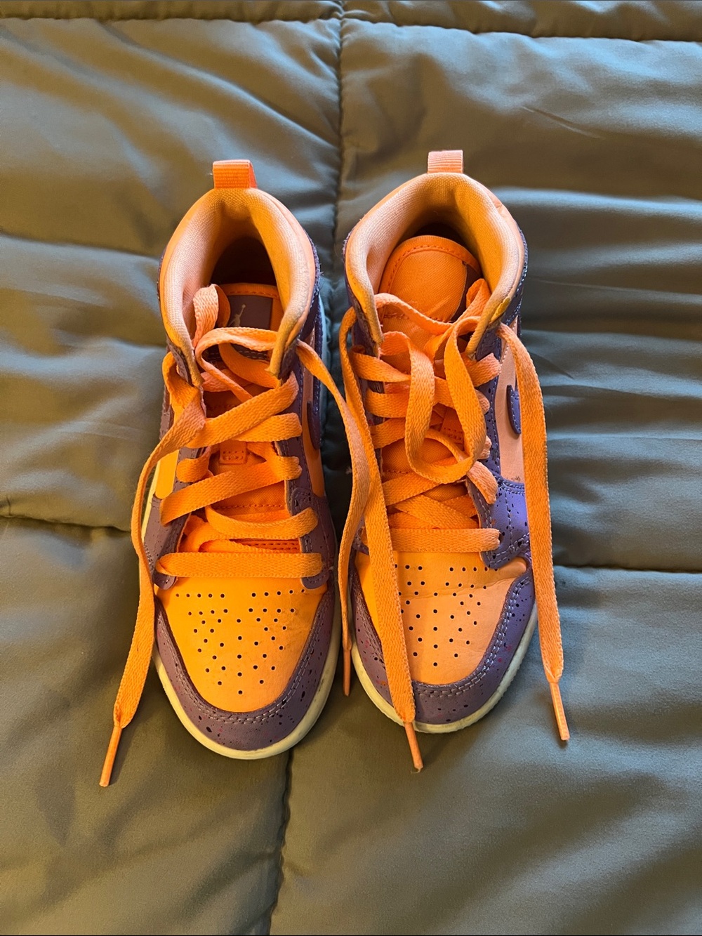 Nike Kids Orange and Purple High-Top Sneakers - Youth Lace-Up